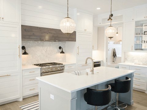 Luxury modular kitchen interior design in Canada with island setup