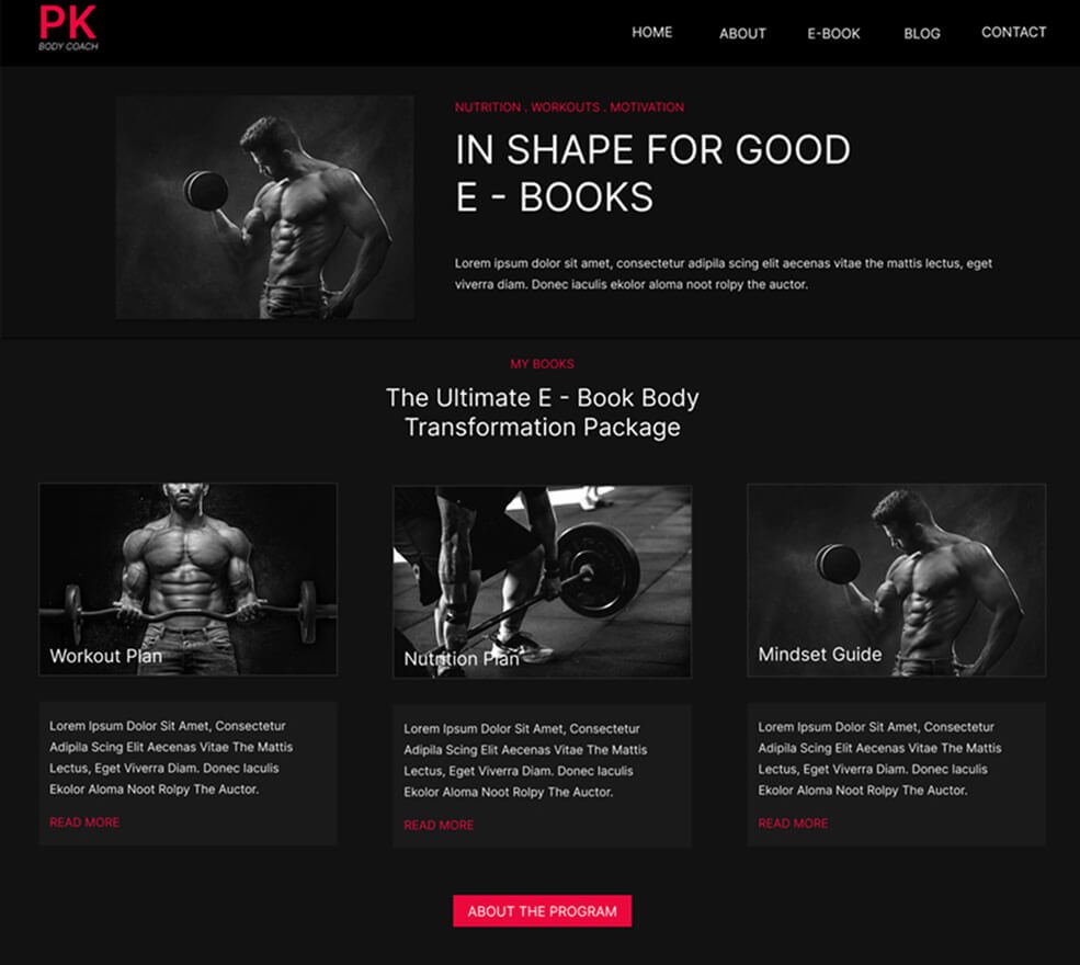 Responsive WordPress website project for gym