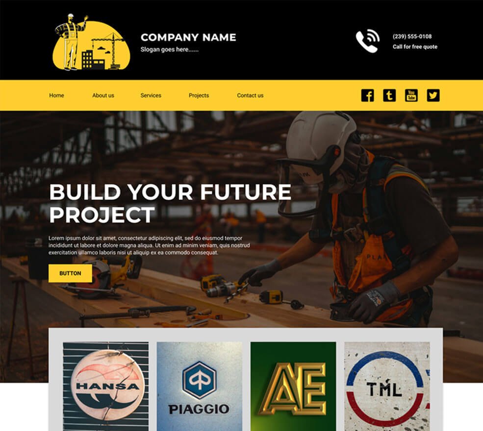Responsive WordPress website project for the construction company