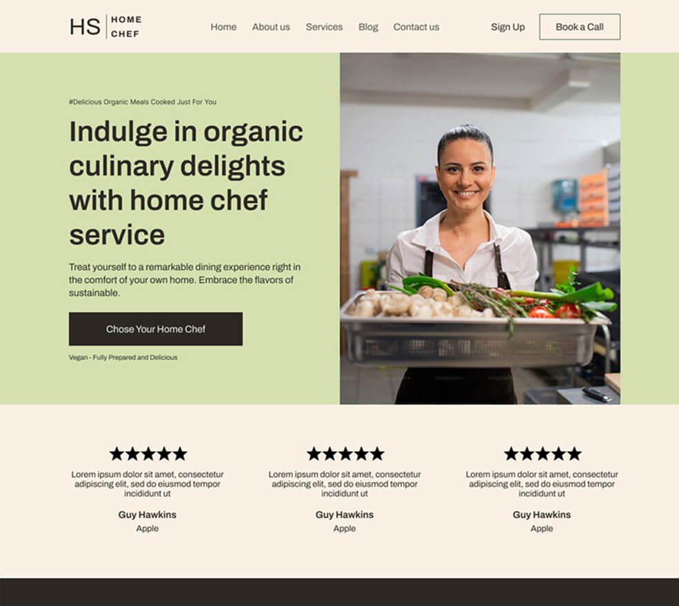 Responsive WordPress website project for the chef