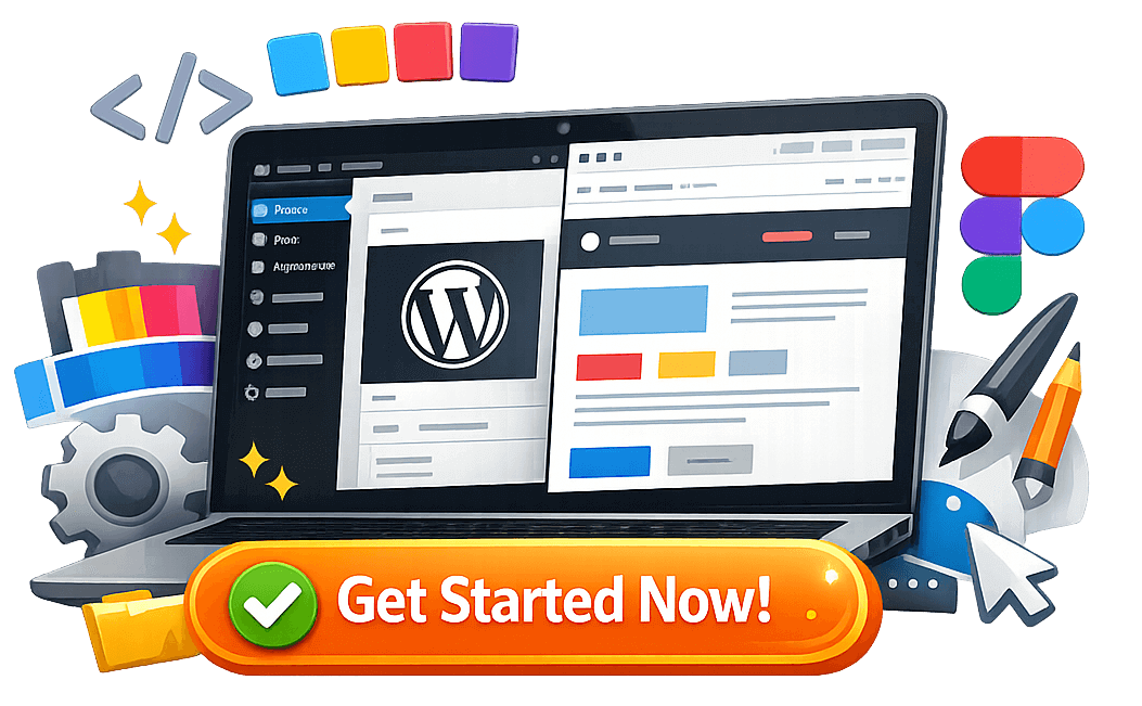 Learn real-world WordPress and Figma web design skills illustration
