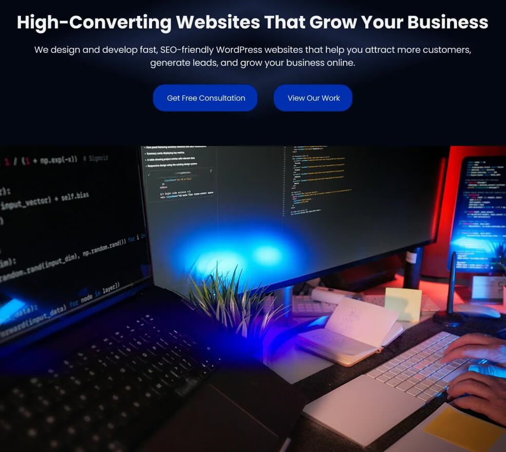 Modern responsive landing page design for web design agency by Pugsoftonline